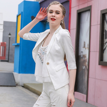 Women's jacket 2019 summer new chic small suit jacket female thin section temperament OL professional suit short paragraph wild 2024 - buy cheap