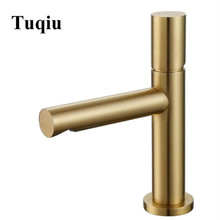 Basin Faucet Brass Brushed gold Bathroom Faucet Sink Mixer Tap Vanity Hot Cold Water Bathroom Faucets New Arrival Fashion 2024 - buy cheap