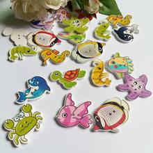 120Pcs Mixed Marine Animal Series Style Wooden Buttons 2 Holes Sewing Scrapbooking Craft DIY For Baby Kid Clothes Decorativ 2024 - buy cheap