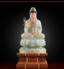 Estatua de escultura dorada de jade Natural, gran calidad de 39CM, alta calidad, Talismán, mascota, Buda Guanyin 2024 - compra barato