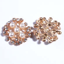 Botones de diamantes de imitación para ropa, Perla de forma de flor, cristal, botón de aleación de metales para accesorios decorativos, 10 Uds., 26MM 2024 - compra barato
