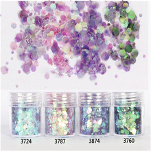 1 Box 10ml Mixed Size Nail Glitter Powder DIY Mix Purple Pink Green Series Nail Art Sequins Powder Glitter Nail Art Decorations 2024 - buy cheap