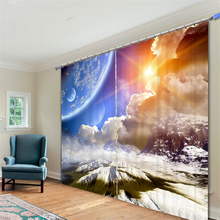 Customized Cosmic space Luxury 3D Blackout Window Curtain Drapes For Living room Bed room Hotel Wall Tapestry Cortinas 2024 - buy cheap