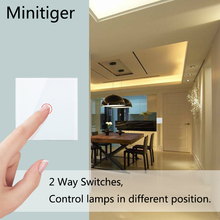 Minitiger 2 Padrão DA UE Interruptor de Toque 1/2 Gang Way Parede Light Control Interruptor Da Tela de Toque, Painel de Vidro Cristal, 170-240V 2024 - compre barato