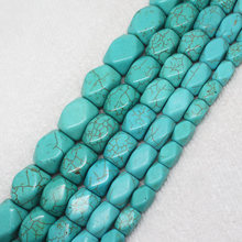 Blue Turquoises Faceted Smooth Rectangler Loose Beads 15"Beads For DIY Jewelry making ,We provide mixed wholesale for all items! 2024 - buy cheap