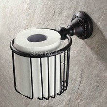 Acessório para banheiro preto óleo esfregado latão de parede suporte para rolo de papel higiênico cesta abaaçúcar 2024 - compre barato
