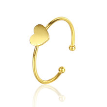 OUFEI-anillo de acero inoxidable con forma de corazón para mujer, sortija ajustable, estilo Punk, bohemio 2024 - compra barato