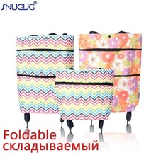 Folding Shopping Bag Women's Portable Buy Vegetables Trolley Bags On Wheels The Market Big Pull Cart Shopping Bags For Organizer 2024 - buy cheap