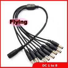 2pcs DC power 1 female to 8 male connector splitter cable wire 5.5mm/2.1mm for LED and CCTV camera power adaptor Free shipping 2024 - buy cheap