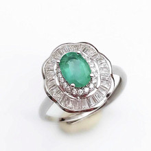 Emerald statement ring 925 prata esterlina casamento jóias finas para mulher 2024 - compre barato