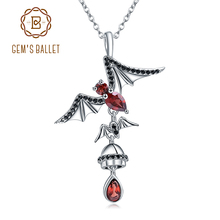 GEM'S BALLET Natural Red Garnet Bat Pendants 100% 925 Sterling Sliver Gothic Punk Animal Necklace For Women Party Fine Jewelry 2024 - buy cheap