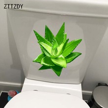 Zttzdy adesivos de assento de vaso sanitário 19.5*21.1cm com desenho de aloe verde, decoração de parede do quarto de casa 2024 - compre barato