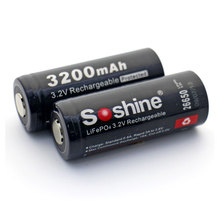 2pcs Original Soshine 26650 Battery 3.2V 3200mAh LiFePO4 26650 Rechargeable Battery protected Battery with battery case 2024 - buy cheap