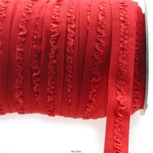 5/8"16mm solid red ruffle fold over elastic ribbon crochet flower band handmade lingerie straps clothing accessories 50 yards 2024 - buy cheap
