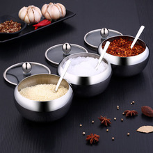Stainless Steel Apple Sugar Salt Bowl Kitchen Supplies Seasoning Jar Condiment Pot Spice Container With Lid Spoon Storage Bottle 2024 - buy cheap