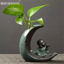 Maceta con forma de luna creativa para jardín, maceta verde hidropónica para plantas suculentas de guardería, color púrpura, monje Zen 2024 - compra barato