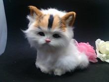 Pequeño lindo simulaiton gato polietileno y pieles gato modelo regalo alrededor de 15 cm x 10 cm x 15 cm 2024 - compra barato