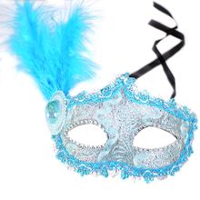 Mascarilla de plumas venecianas, máscara para fiesta de disfraces 2024 - compra barato