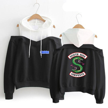 Sudadera con capucha Riverdale South Side Serpents para mujer, suéter con estampado de dibujos animados SouthSide, chándal con hombros descubiertos 2024 - compra barato