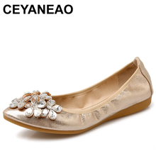 CEYANEAO Women Flats Comfortable Women Shoes Rhinestone Flowers New Fashion Foldable Shoes Woman Slip On Loafers Plus SizeE1573 2024 - buy cheap