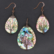 100-Unique 1 Pcs Copper Plated Wire Wrap Abalone Shell Pendant Water Drop Earring Ethnic Jewelry Set 2024 - buy cheap