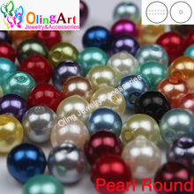 OlingArt 10MM 100Pcs/lot round mixed multicolor Acrylic DIY pearl bead earrings Bracelet choker necklace jewelry making 2019 New 2024 - buy cheap