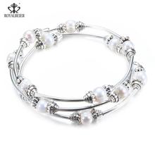 Perla de agua dulce irregular pulsera natural brillante piedra de strass de perlas blancas de hierro brazaletes al codo de la joyería de las mujeres 2024 - compra barato