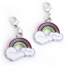 20PCS/lot 21x24mm Alloy Enamel Rainbow Floating Pendant Charms With Lobster Clasp Fit For DIY Locket Bracelet Necklace 2024 - buy cheap