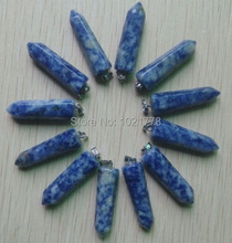 Fahsion Hot Sell Natural  sodalite stone Charm Hexagonal pillar Pendants for jewelry marking Wholesale 12Pcs/Lot  Free shipping 2024 - buy cheap