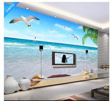 Papel de parede foto personalizada 3d, papel de parede para paredes 3 d, árvore de coco, praia, visão seagull, plano de fundo de tv, sofá, decoração de casa 2024 - compre barato