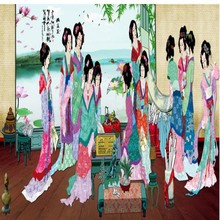 Wellyu-murales personalizados a gran escala, papel tapiz no tejido, 12 Jinchai, Honglou, Dream, figura de mujer, fondo 2024 - compra barato