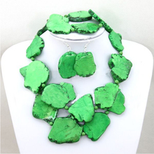 Bright Green stone Slice Stone Choker Necklace Bracelet Earring Jewelry set Woman jewelry Charm 2024 - buy cheap