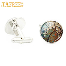 TAFREE vintage flower tree picture glass dome men cufflinks wedding jewelry fashion Wintersweet Cherry Blossom cuff links A791 2024 - buy cheap