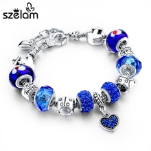 Szelam оригинальные серебряные ювелирные изделия, очаровательные DIY синие браслеты из бисера и браслеты для женщин, подарок SBR140670 2024 - купить недорого