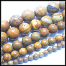 15.5' Length wholesale nature wooden jasperr stone charms gem stone round ball loose beads fashion diy jewelry beads accessories 2024 - buy cheap