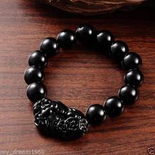 Hot sale new Style >>>>>>Feng Shui Handmade 10mm Black  Pi Yao Pi xiu Bracelet Ambition wealth Luck 2024 - buy cheap