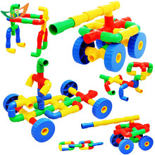 DIY Assembling water pipe plastic building blocks belt wheel pipeline blocks play friends enlighten model kits educational toy 2024 - buy cheap