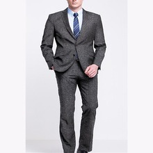 2018 New Men Suits Plaid Terno Wedding Suit 2 Buttons Groom Tuxedos Tailored Wool blend mens Suits Custom Made (Jacket+pants) 2024 - buy cheap