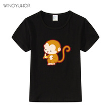 Children Cartoon Monkey Print T-shirt Clothes For Boy Girls Summer Short Sleeve Tee Tops Clothing Kids Tshirt 2024 - buy cheap