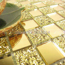New coming Gold color Glass Tile Mosaic  1box 11 pieces Glass Mosaic Tile 12 x 12" Sheet BackSplash/Shower/Art Mesh Mount 2024 - buy cheap