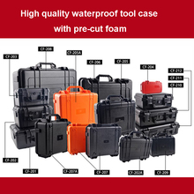 Caixa de ferramentas à prova dwaterproof água caso proteção equipamento mala resistente ao impacto instrumento plástico com esponja frete grátis 2024 - compre barato