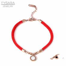 FYSARA Black White Shell Roman Numeral Red Rope Bracelets & Bangles For Women Stainless Steel Beads Charm Bracelet Lucky Jewelry 2024 - buy cheap