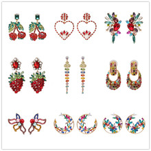 JURAN New Ethnic Handmade Multicolored Rhinestone Earrings Vintage Luxury Crystal Maxi Statement Drop Earrings For Women Jewelry 2024 - buy cheap