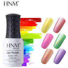 Hnm-esmalte em gel uv híbrido para unhas, 8ml, com lâmpada led, brilho, arco-íris, soak off, primer, estampagem, pintura, esmalte 2024 - compre barato