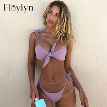 Floylpara maiô roxo com nó, feminino, sexy, push up, moda praia, verão 2019 2024 - compre barato