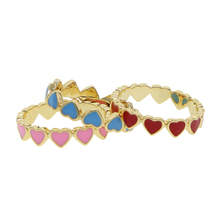 Anel cheio de ouro rosa azul vermelho colorido fashion anéis de dedo para mulheres bonito esmalte anel de coração 2024 - compre barato