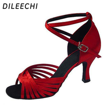 DILEECHI Professional classic satin women's Latin dance shoes Ballroom dancing shoes Salsa party square dance shoes soft outsole 2024 - buy cheap