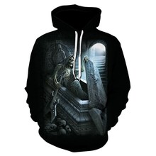 2018 Autumn and winter new brand men's Hoodie Sweatshirt HD print skull 3D hoodie gothic horror cool men's long sleeve pullover 2024 - buy cheap