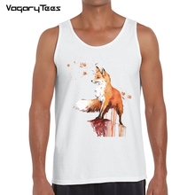 Harajuku 2019 Fox Animal Print tank top men Tops Camiseta Feminina graphic vest male Tops Female White casual 2024 - buy cheap