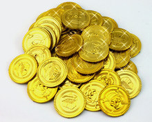 Cool fancy 100pc plastic captain pirate treasure gold coins props toys for Halloween birthday party cosplay kids favor fun hour 2024 - buy cheap